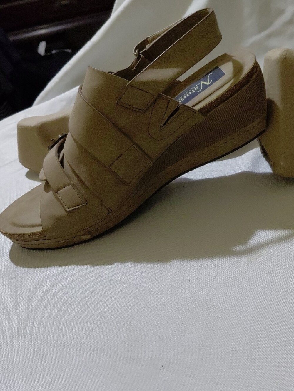 Naturalizer Taupe Strappy Wedge Sandals with Buckles - Picture 4 of 5